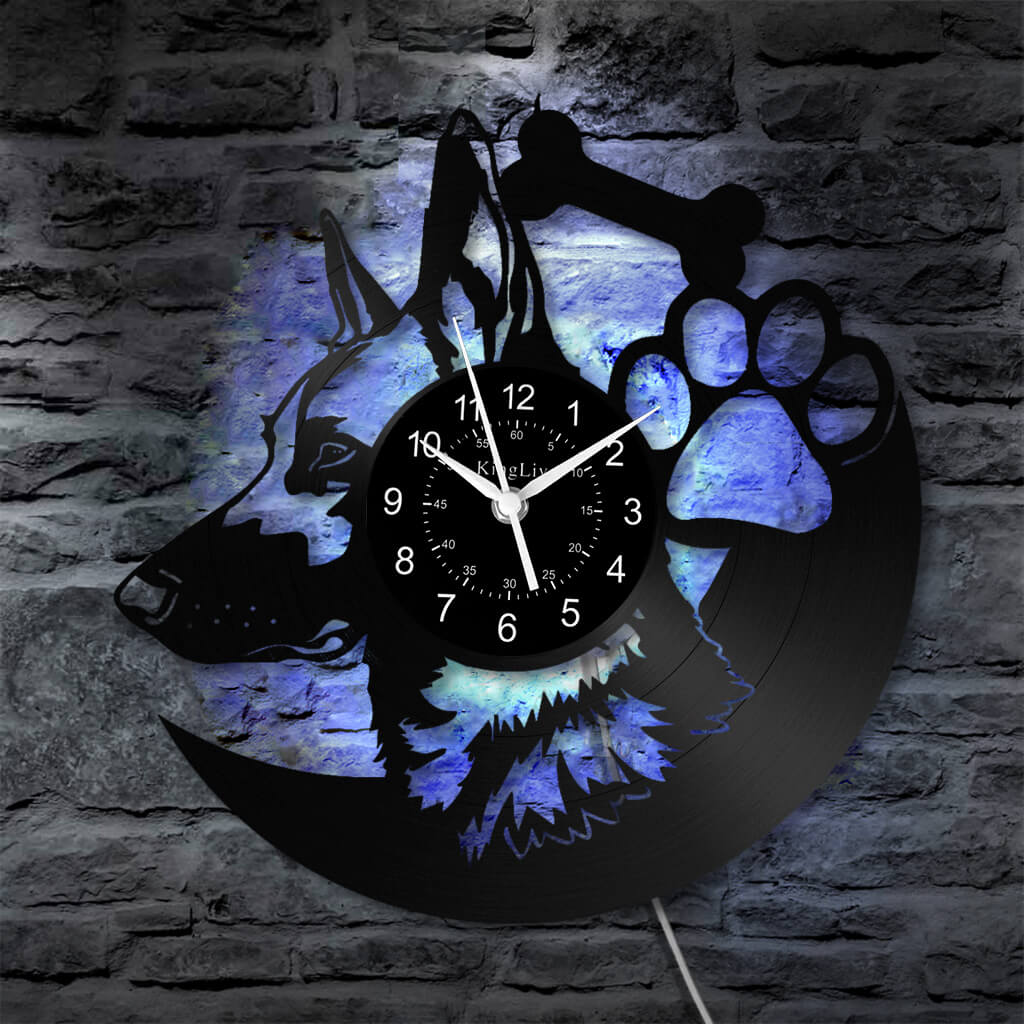 LED Vinyl Wall Clock | German Shepherd Dog | 12'' | 0159WPB
