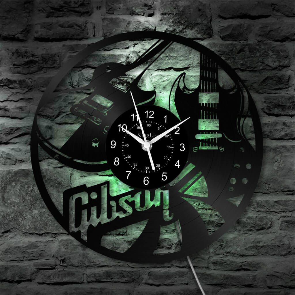 LED Vinyl Wall Clock | Guitar Music | 12''