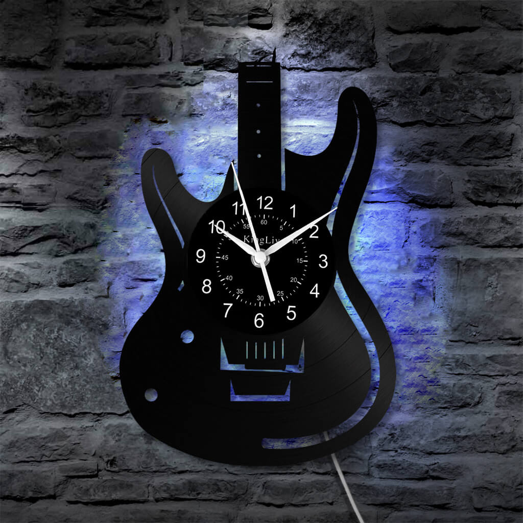 LED Vinyl Wall Clock | Guitar Music | 12''