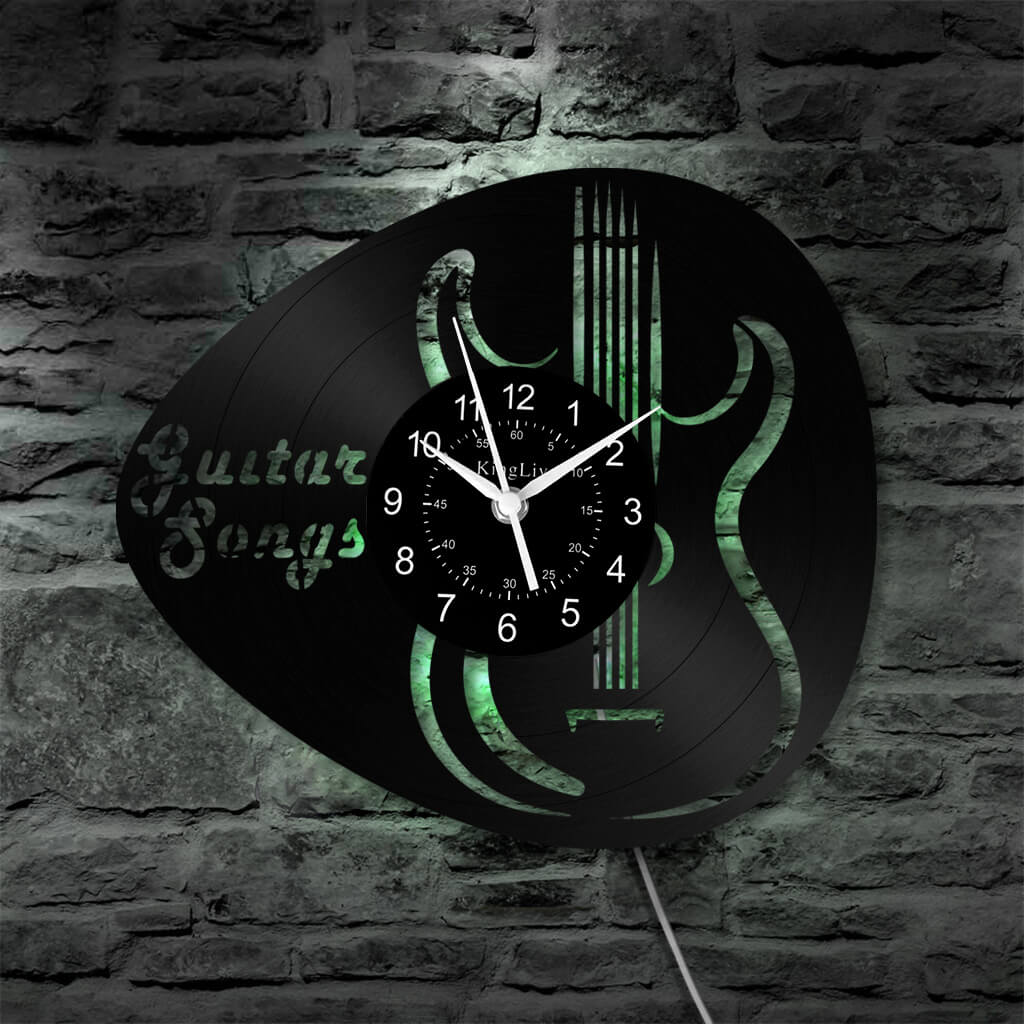 LED Vinyl Wall Clock | Guitar Songs| 12'' | 0266WPB