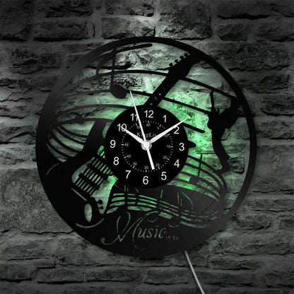 LED Vinyl Wall Clock | Guitar Music | 12''