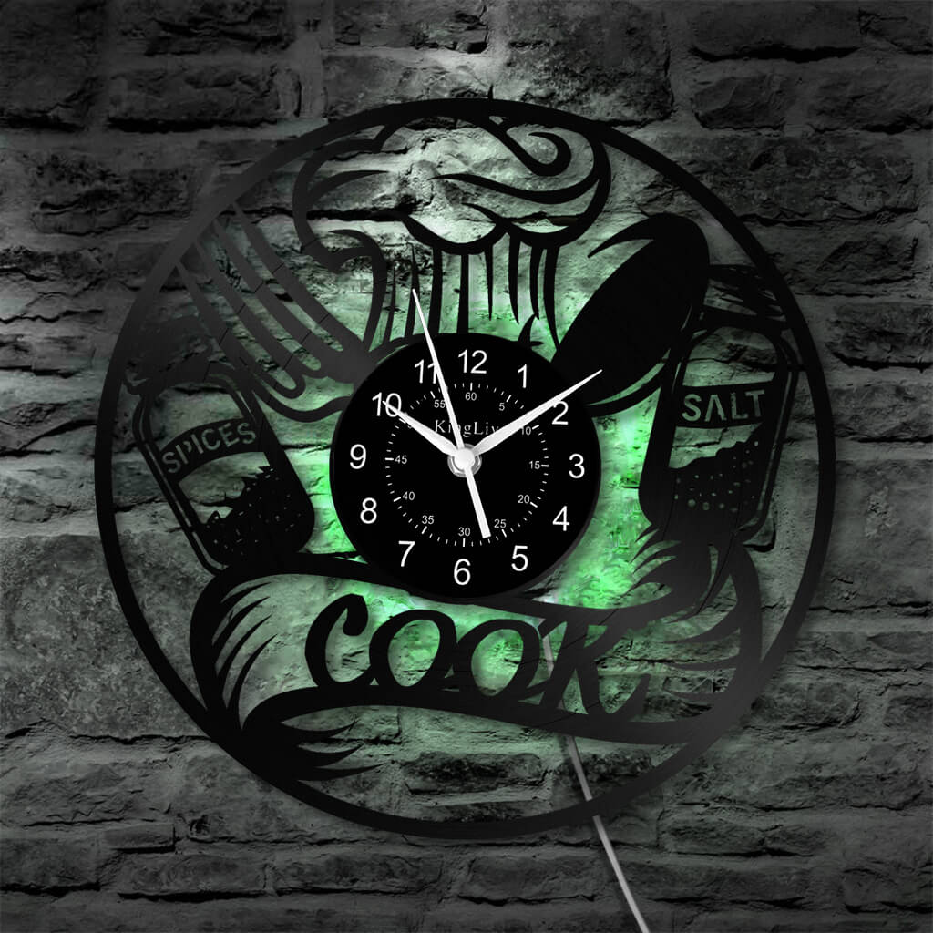 LED Vinyl Wall Clock | Cooking Kitchen | 12'' | 0219WPB
