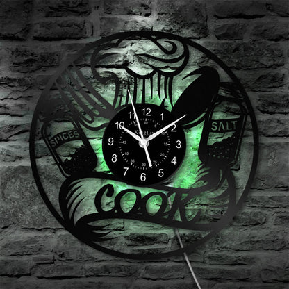 LED Vinyl Wall Clock | Cooking Kitchen | 12'' | 0219WPB