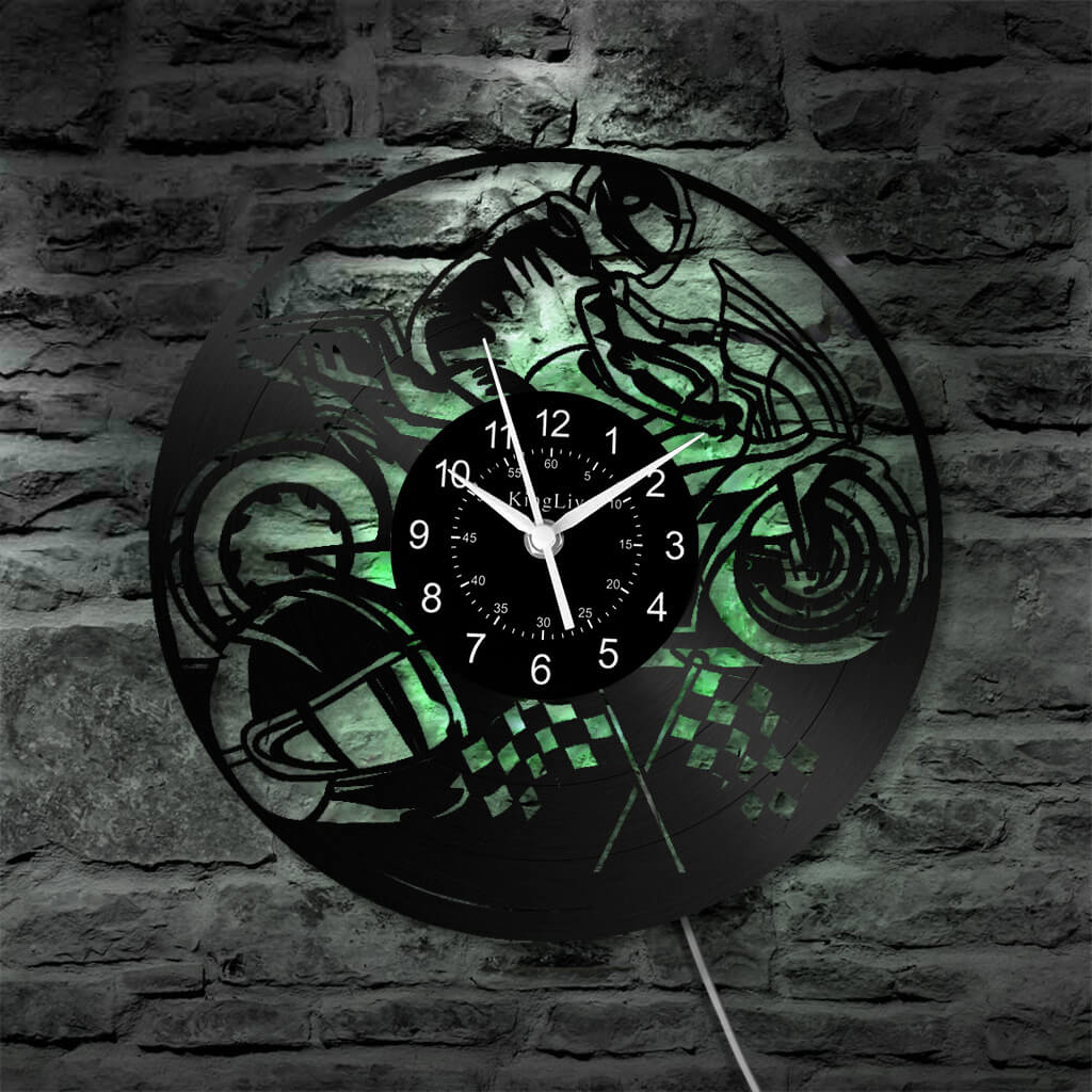 LED Vinyl Wall Clock | Motorcycle | 12'' | 0189WPB
