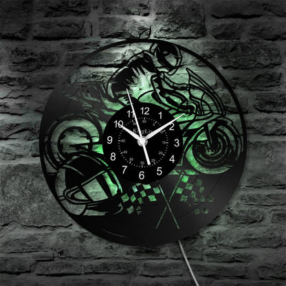 LED Vinyl Wall Clock | Motorcycle | 12'' | 0189WPB