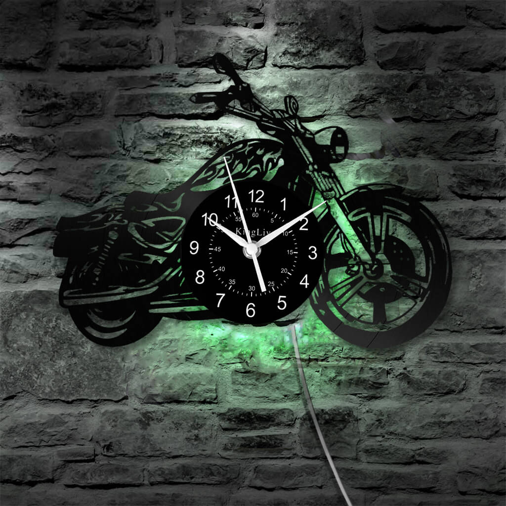 LED Vinyl Wall Clock | Motorcycle | 12'' | 0132WPB