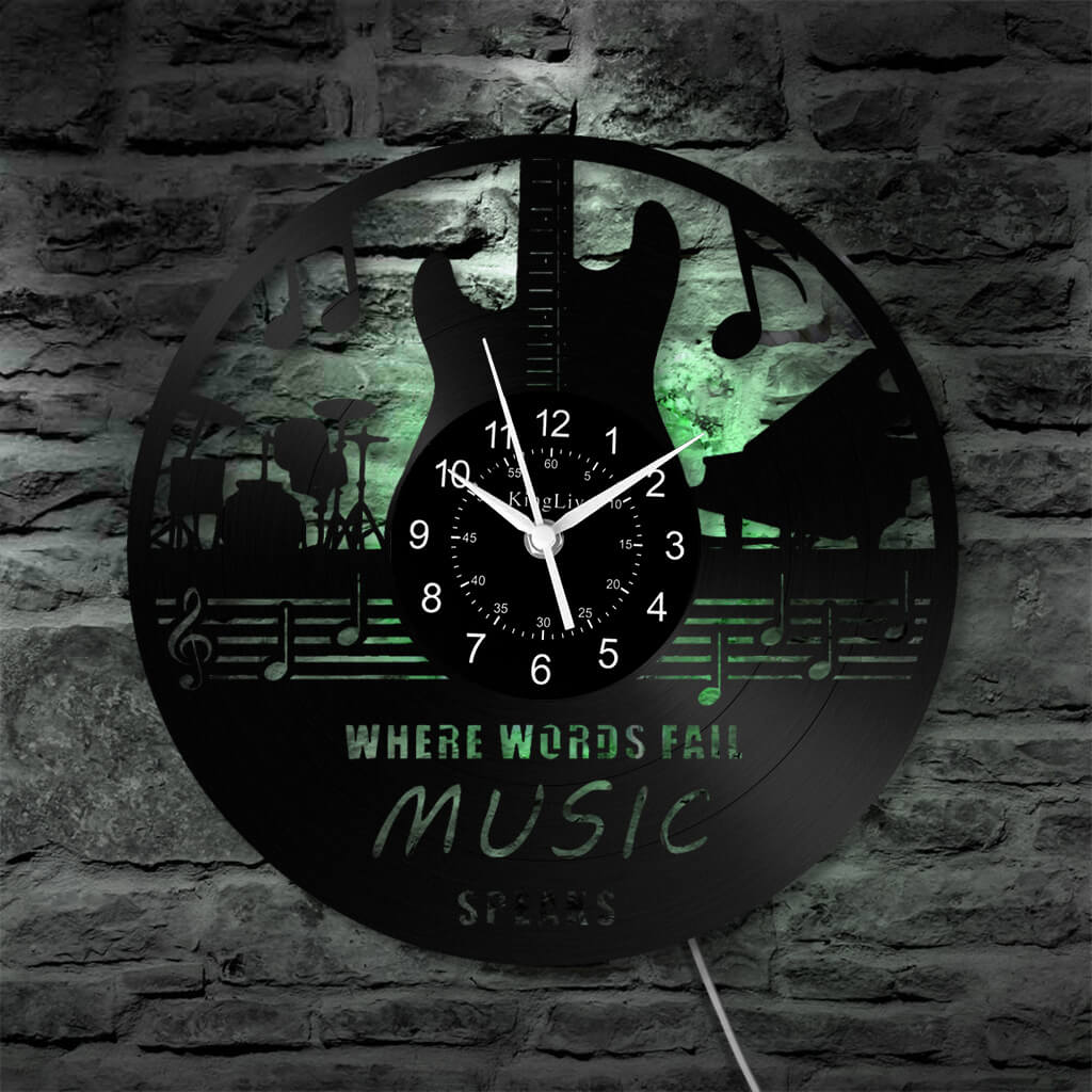 LED Vinyl Wall Clock | Guitar Music | 12''