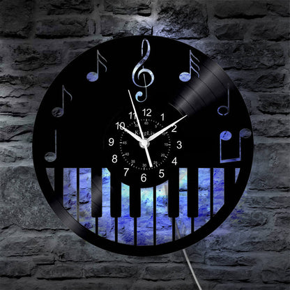 LED Vinyl Wall Clock | Piano Music Note | 12''