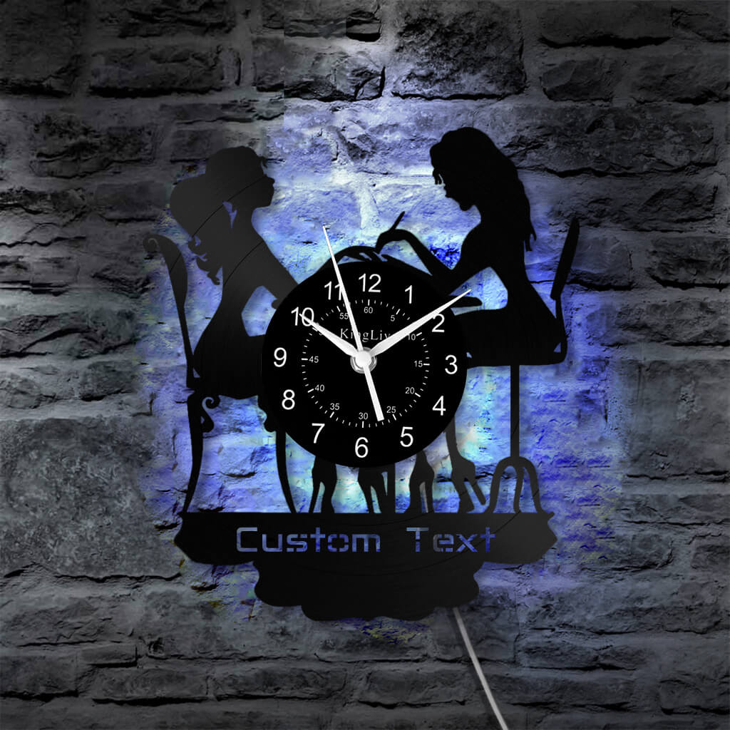 LED Vinyl Wall Clock | Nail Salon | Barber Shop | 12''