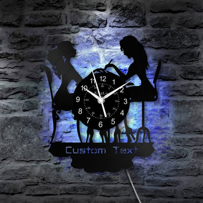 LED Vinyl Wall Clock | Nail Salon | Barber Shop | 12''