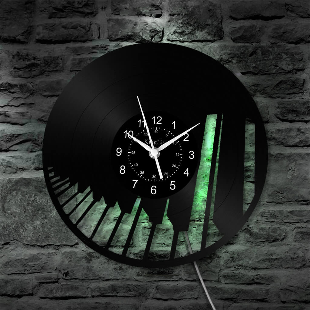 LED Vinyl Wall Clock | Piano Music Note | 12''