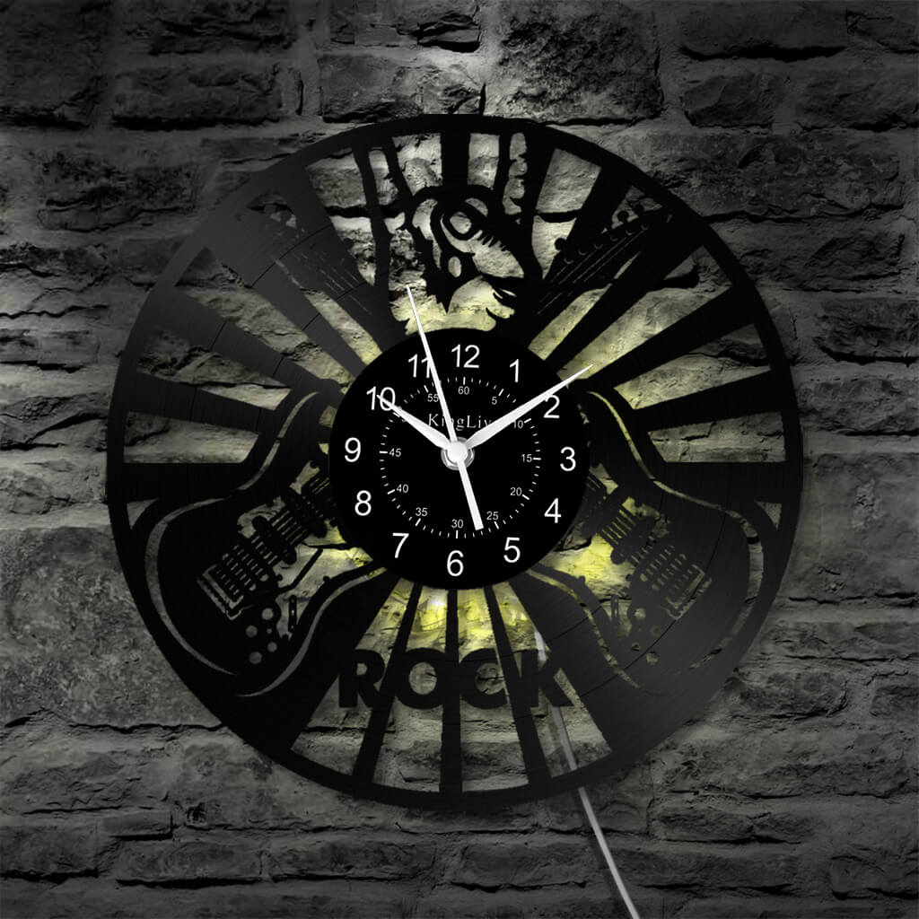 LED Vinyl Wall Clock | Guitar Music | 12''