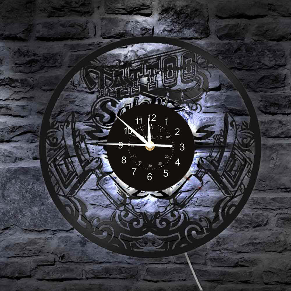 Tattoo Studio Led Vinyl Record Wall Clock
