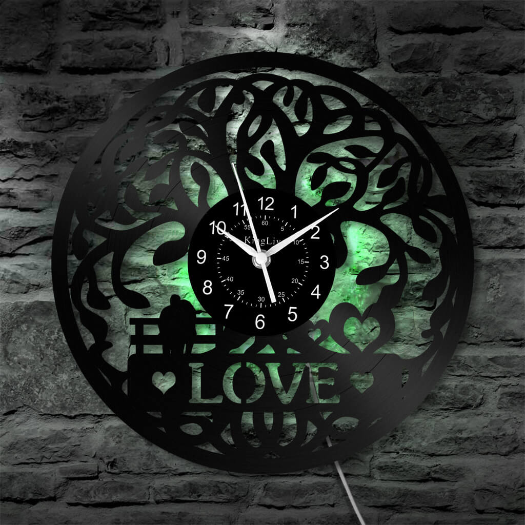 LED Vinyl Wall Clock | Tree of Love | 12'' | 0305WPB