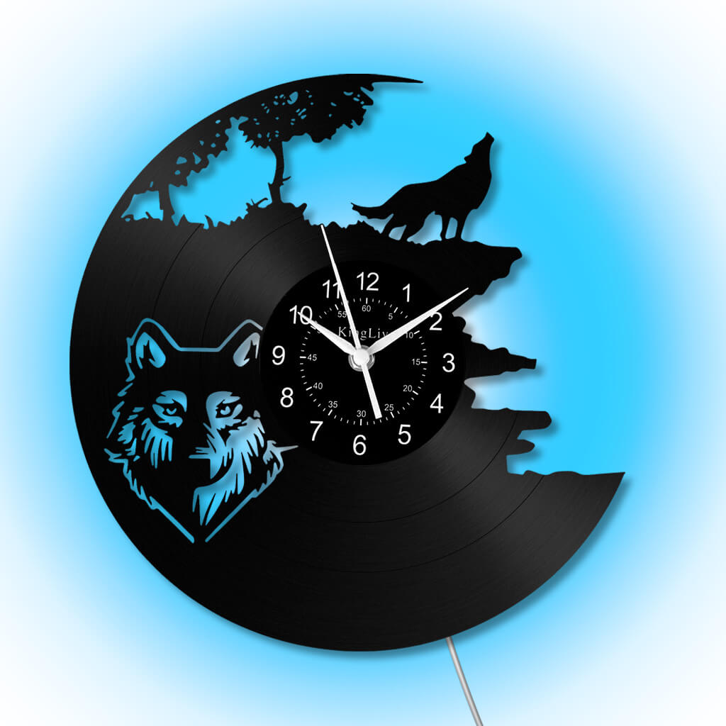 LED Vinyl Wall Clock | Wolf