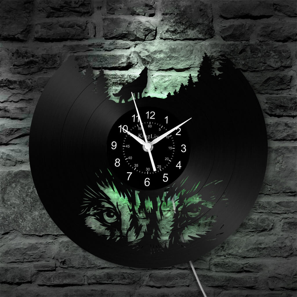 LED Vinyl Wall Clock | Wolf | 0309WPB