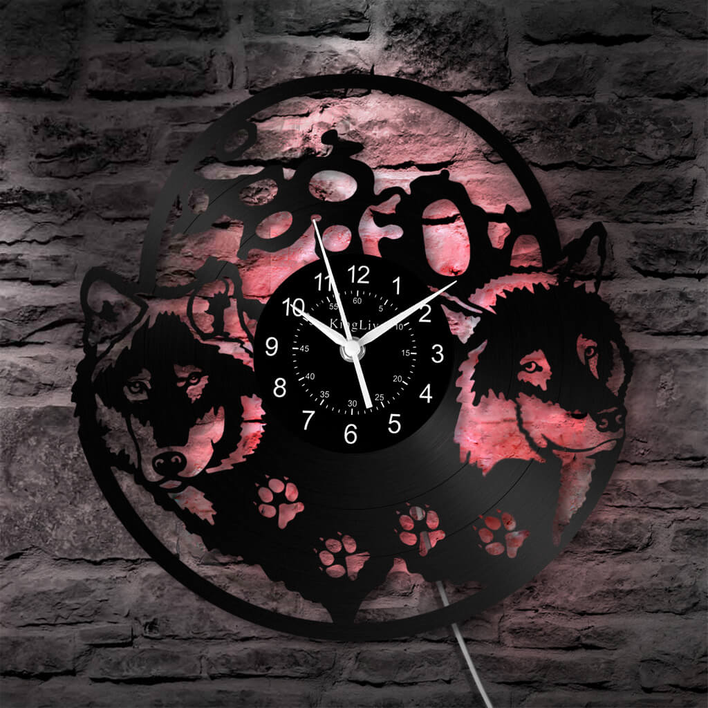 LED Vinyl Wall Clock | Wolf | 12'' | 0153WPB