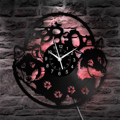 LED Vinyl Wall Clock | Wolf | 12'' | 0153WPB