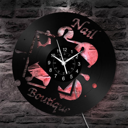 LED Vinyl Wall Clock | Nail Boutique | 12''