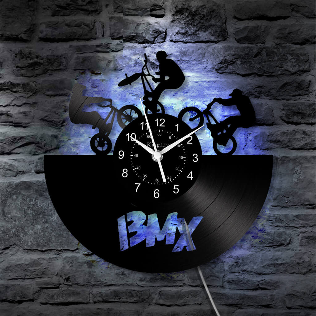 LED Vinyl Wall Clock | BMX Bicycle | 12'' | 0233WPB