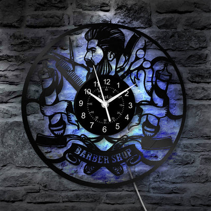 LED Vinyl Wall Clock | Barber Shop | 12'' | 0011WPB