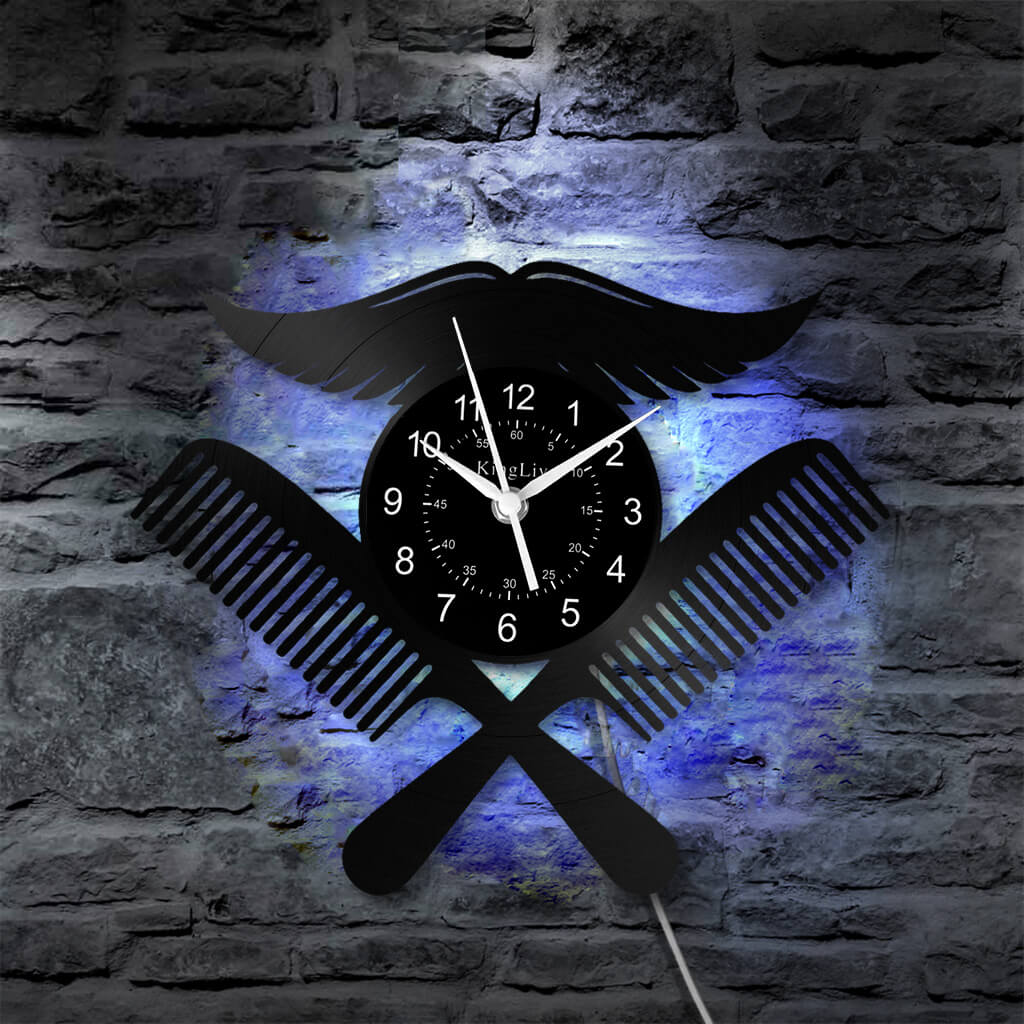 LED Vinyl Wall Clock | Barbershop | 12'' | 0227WPB