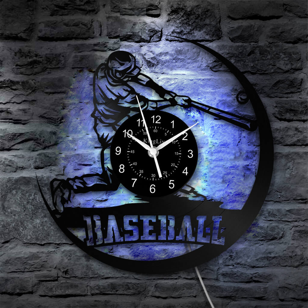 LED Vinyl Wall Clock | Baseball | 12'' | 0223WPB