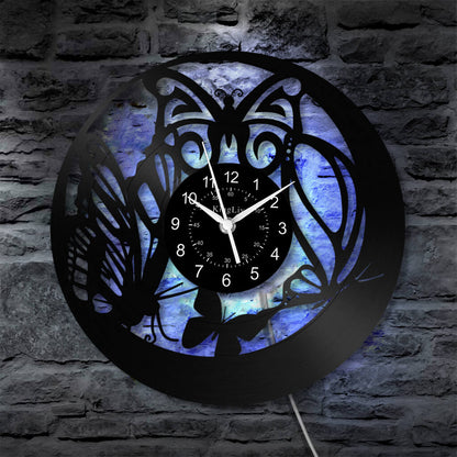 LED Vinyl Wall Clock | Butterfly | 12'' | 0249WPB