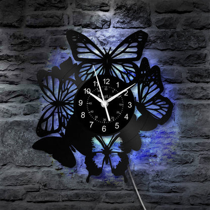 LED Vinyl Wall Clock | Butterfly | 12'' | 0246WPB