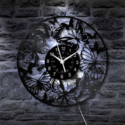 LED Vinyl Wall Clock | Butterfly | 12'' | 0176WPB