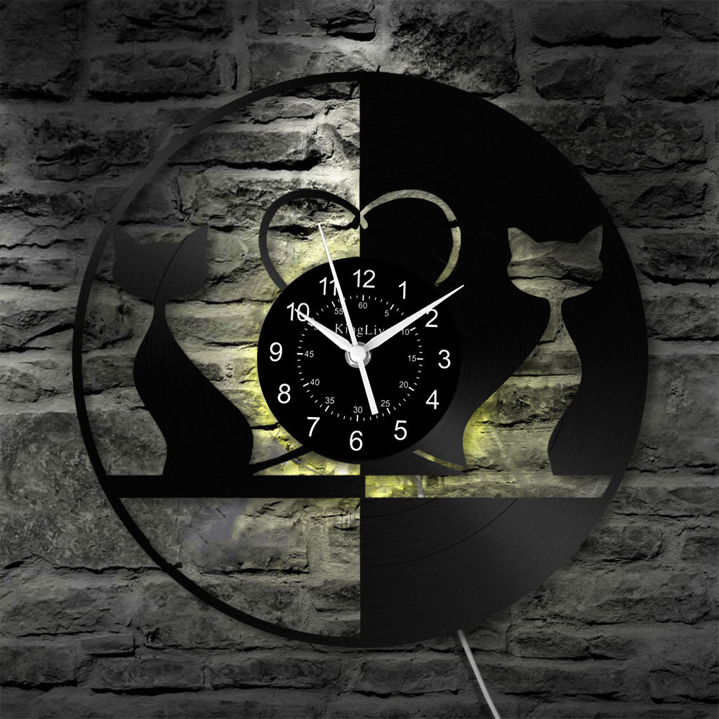 LED Vinyl Wall Clock | Cat | 12'' | 0170WPB