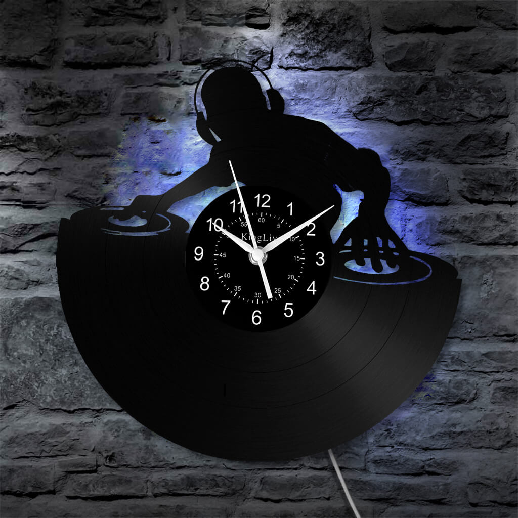 LED Vinyl Wall Clock | Custom DJ Name | 12''