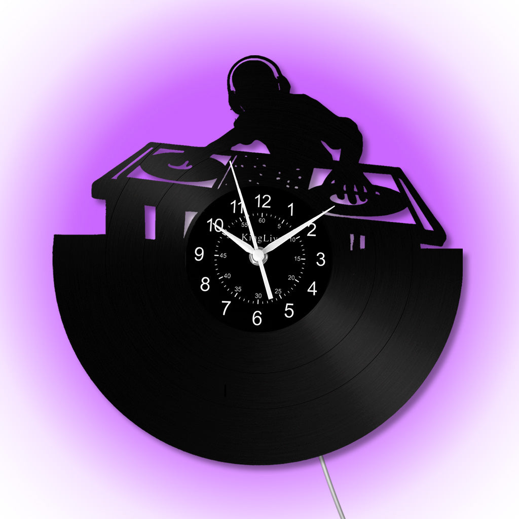 LED Vinyl Wall Clock | Custom DJ Name | 12''