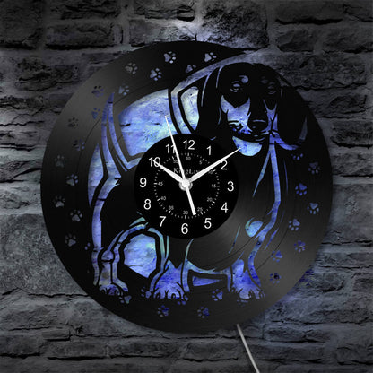 LED Vinyl Wall Clock | Dachshund Dog | 12'' | 0241WPB