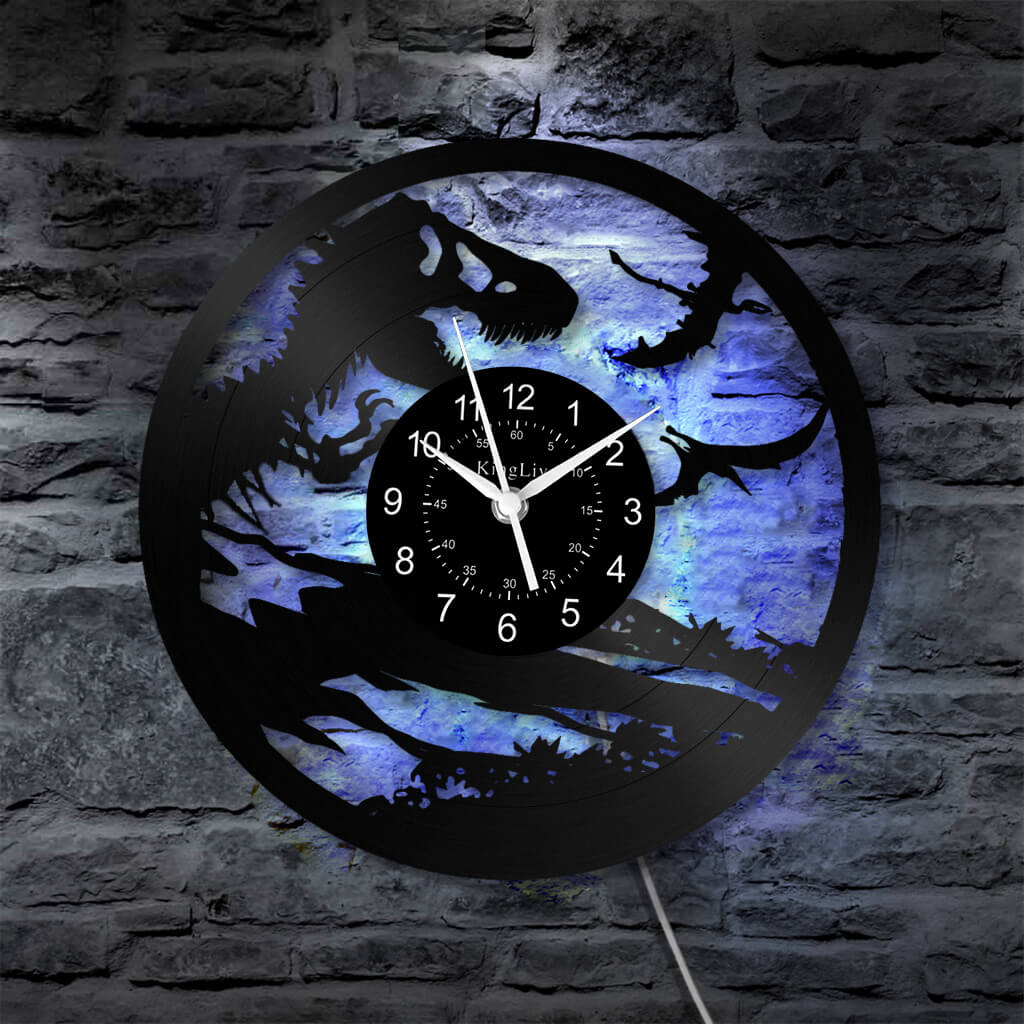 LED Vinyl Wall Clock | Dinosaur | 12'' | 0158WPB