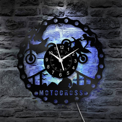 LED Vinyl Wall Clock | Dirt Bike Motocross | 12'' | 0197WPB