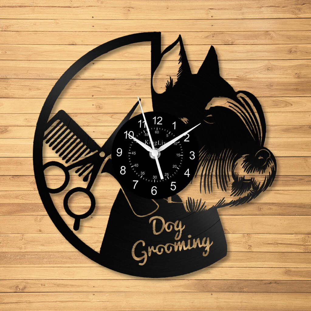 LED Vinyl Wall Clock | Dog Grooming | 12'' | 0177WPB