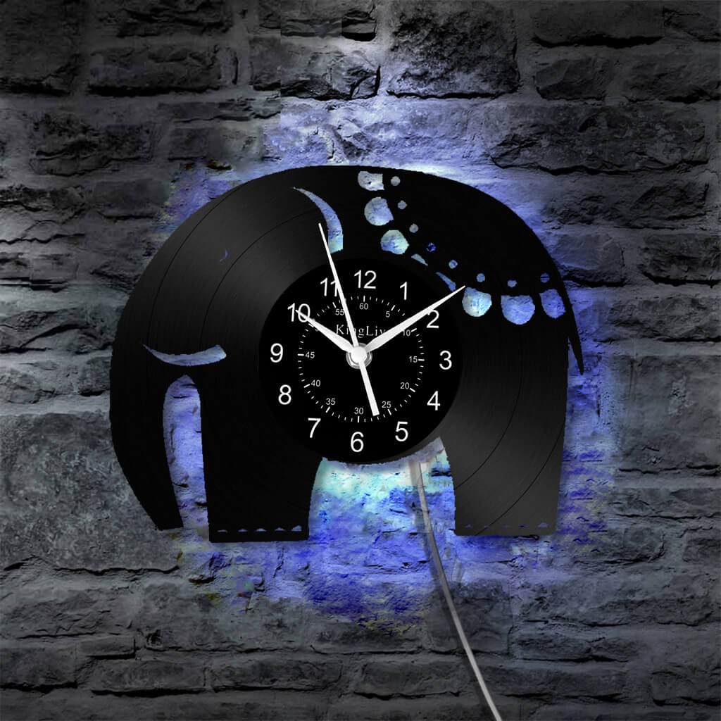 LED Vinyl Wall Clock | Elephant | 12''