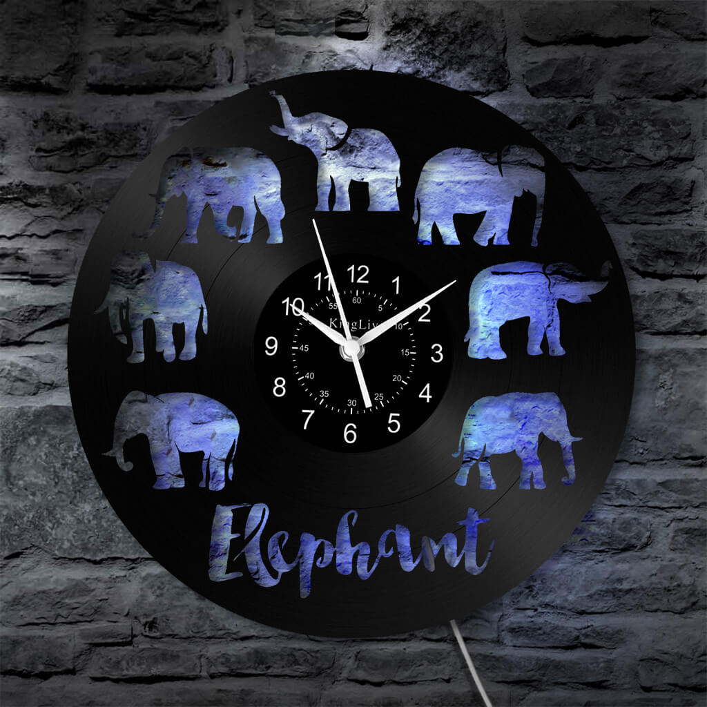 LED Vinyl Wall Clock | Elephant | 12''