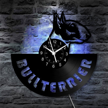 LED Vinyl Wall Clock | Bull Terrier Dog | 12'' | 0236WPB