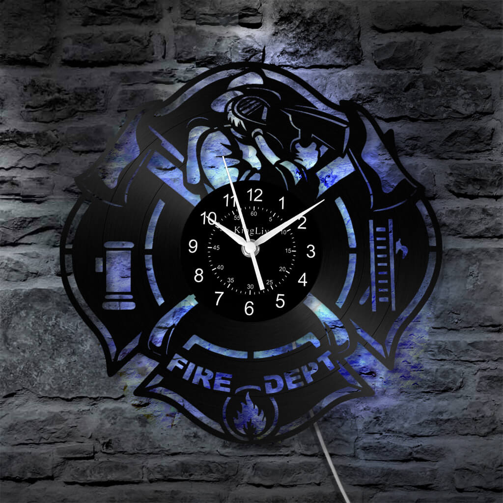 LED Vinyl Wall Clock | Fire Department | 12'' | 0302WPB