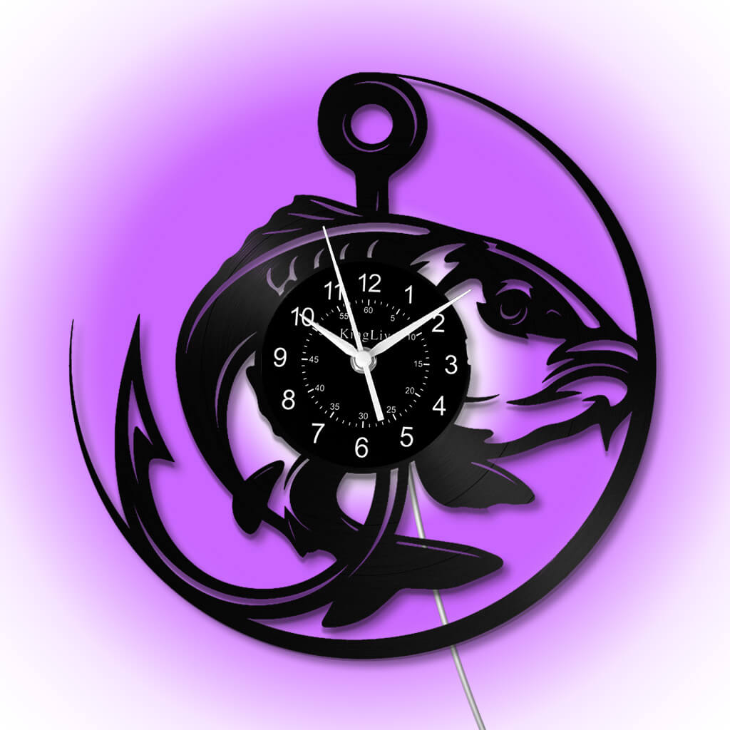 LED Vinyl Wall Clock | Fishing | 12'' | 0224WPB