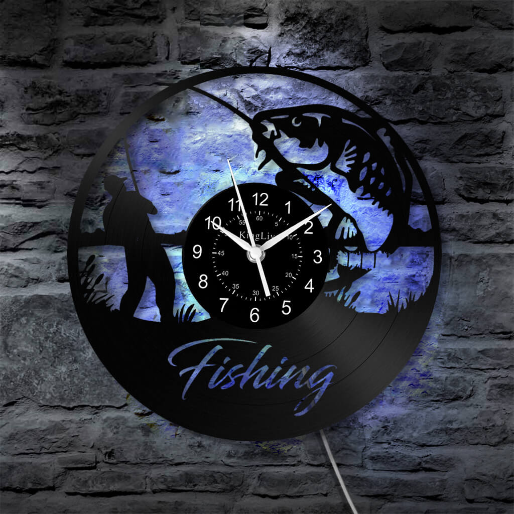 LED Vinyl Wall Clock | Fishing | 12'' | 0062WPB