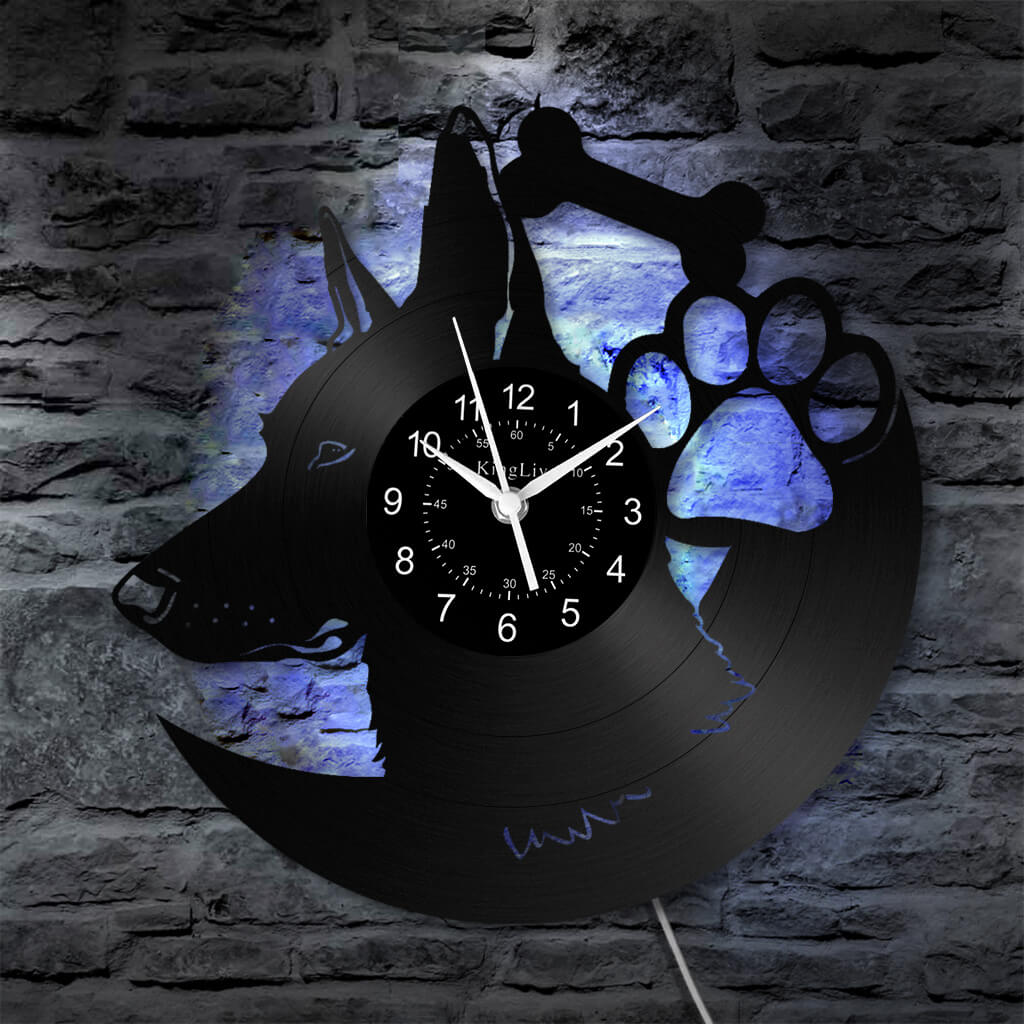 LED Vinyl Wall Clock | Custom German Shepherd Dog | 12'' | 0256WPB
