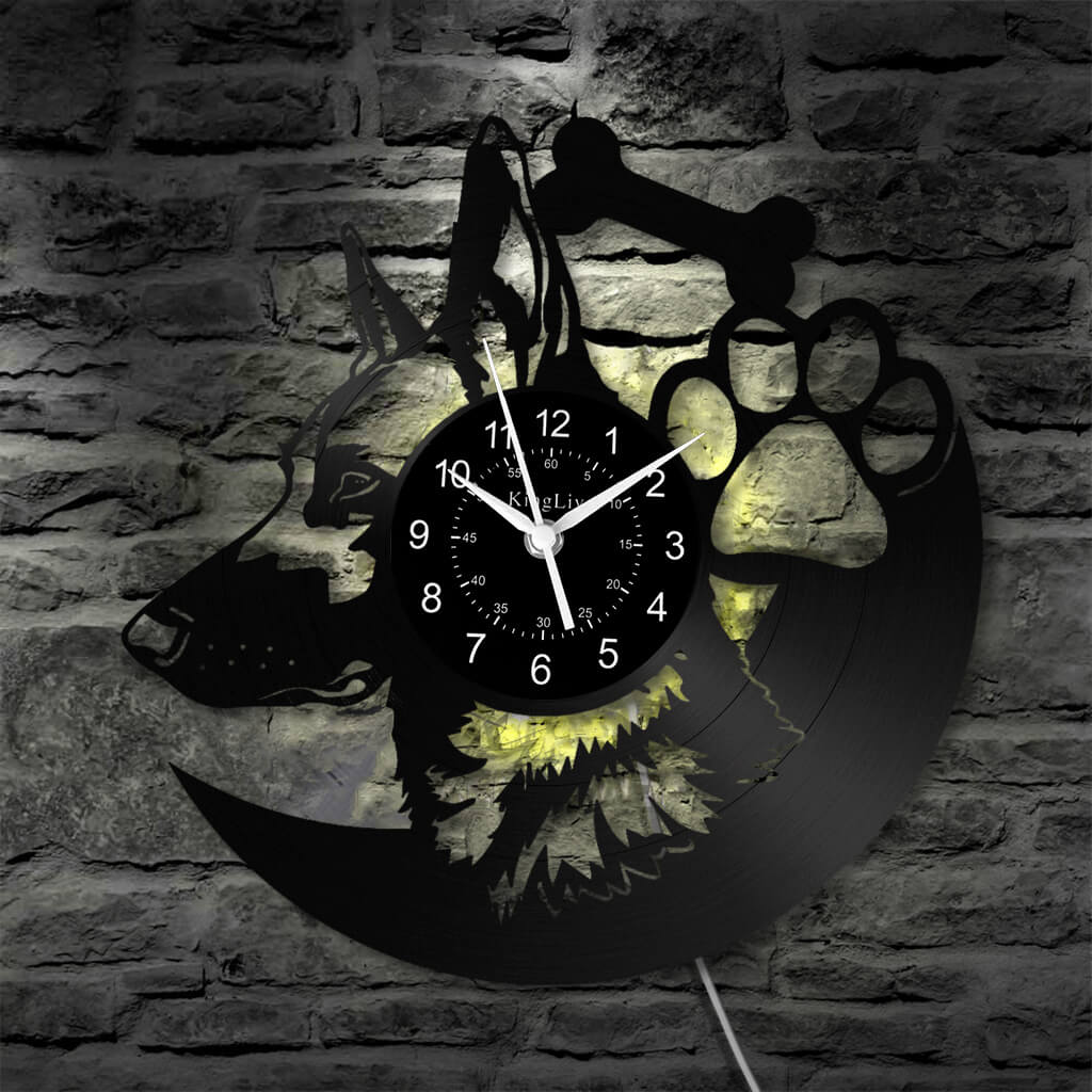 LED Vinyl Wall Clock | German Shepherd Dog | 12'' | 0159WPB