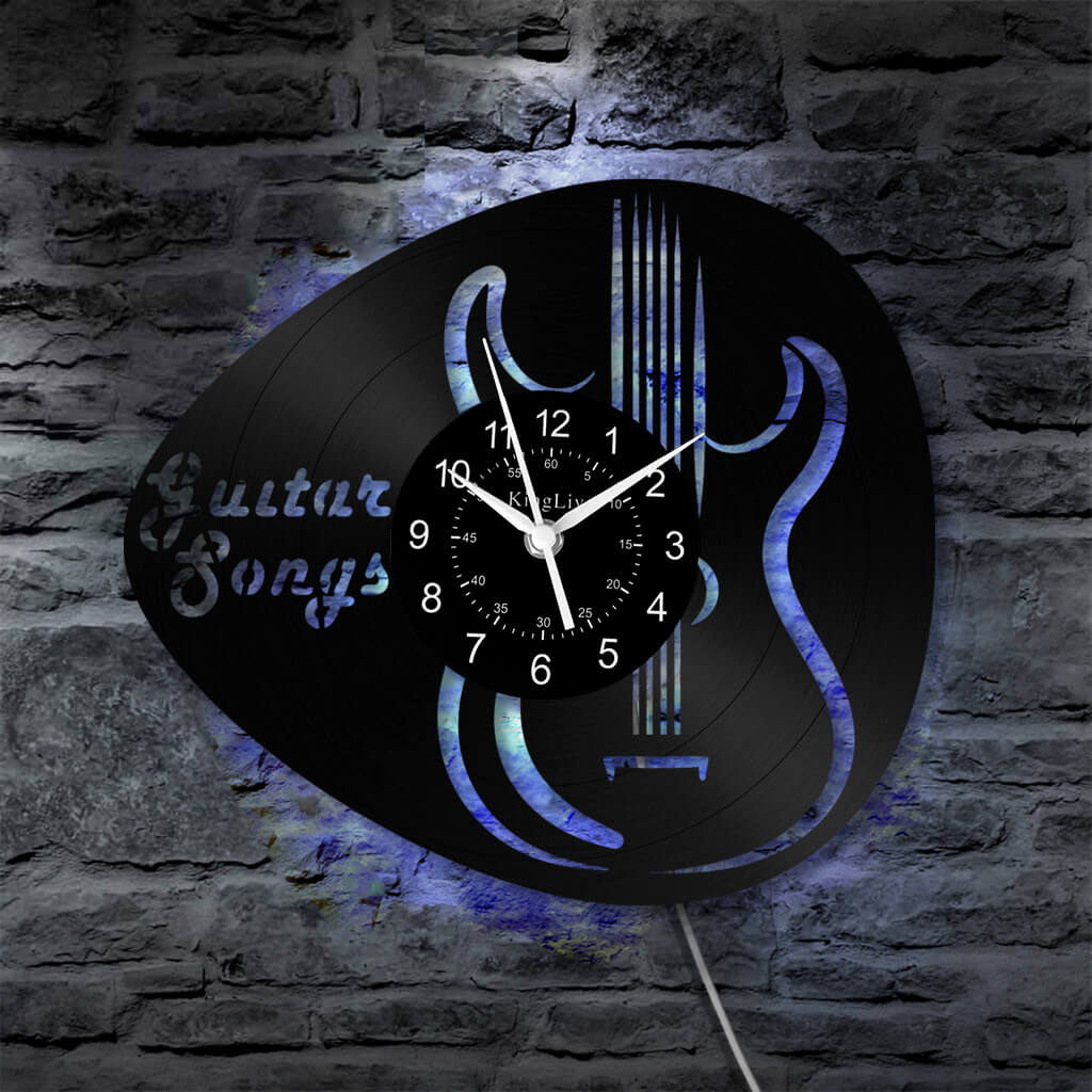 LED Vinyl Wall Clock | Guitar Music | 12''