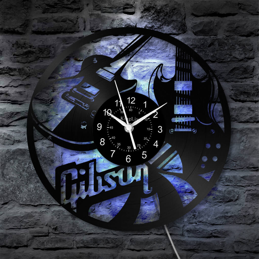 LED Vinyl Wall Clock | Guitar Music | 12''