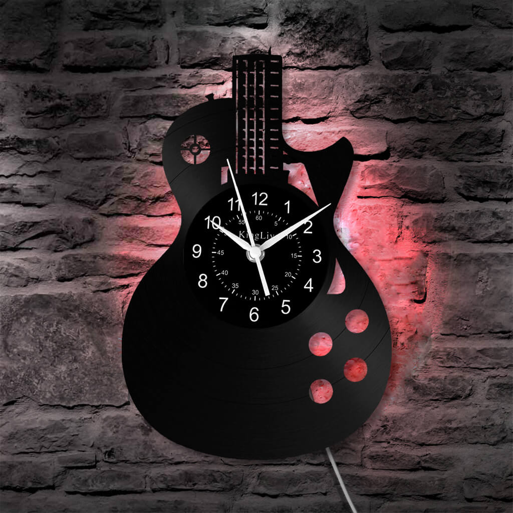 LED Vinyl Wall Clock | Guitar Music | 12''