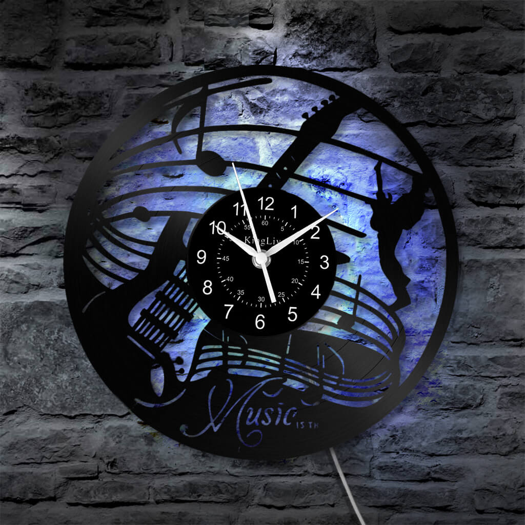 LED Vinyl Wall Clock | Guitar | 12'' | 0169WPB
