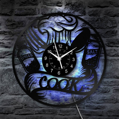 LED Vinyl Wall Clock | Cooking Kitchen | 12'' | 0219WPB